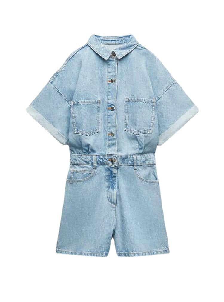 Novo Macacão de jeans Multicolorido de Moda Casual - O Retalho