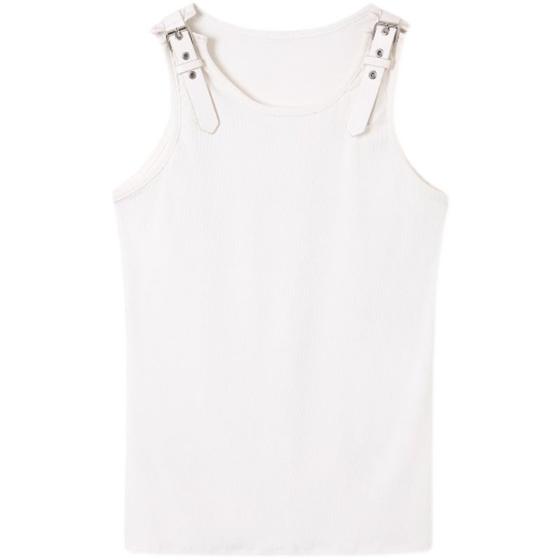 Summer Leather Shoulder Strap Design Men's Vest - O Retalho