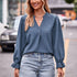 V-neck Loose Long Sleeve Umbrella Sleeve Top - O Retalho