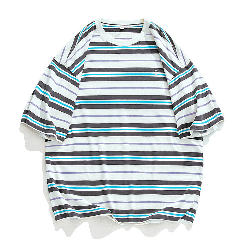 🥵camiseta masculina para Verão estilo solto e bordado casal manga curta - O Retalho