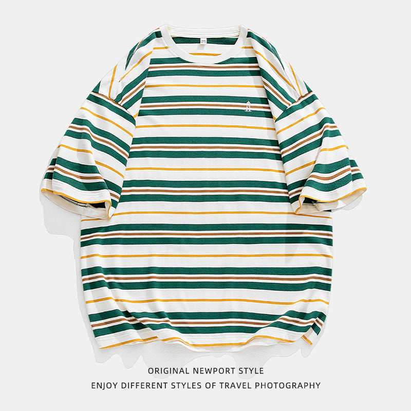 🥵camiseta masculina para Verão estilo solto e bordado casal manga curta - O Retalho