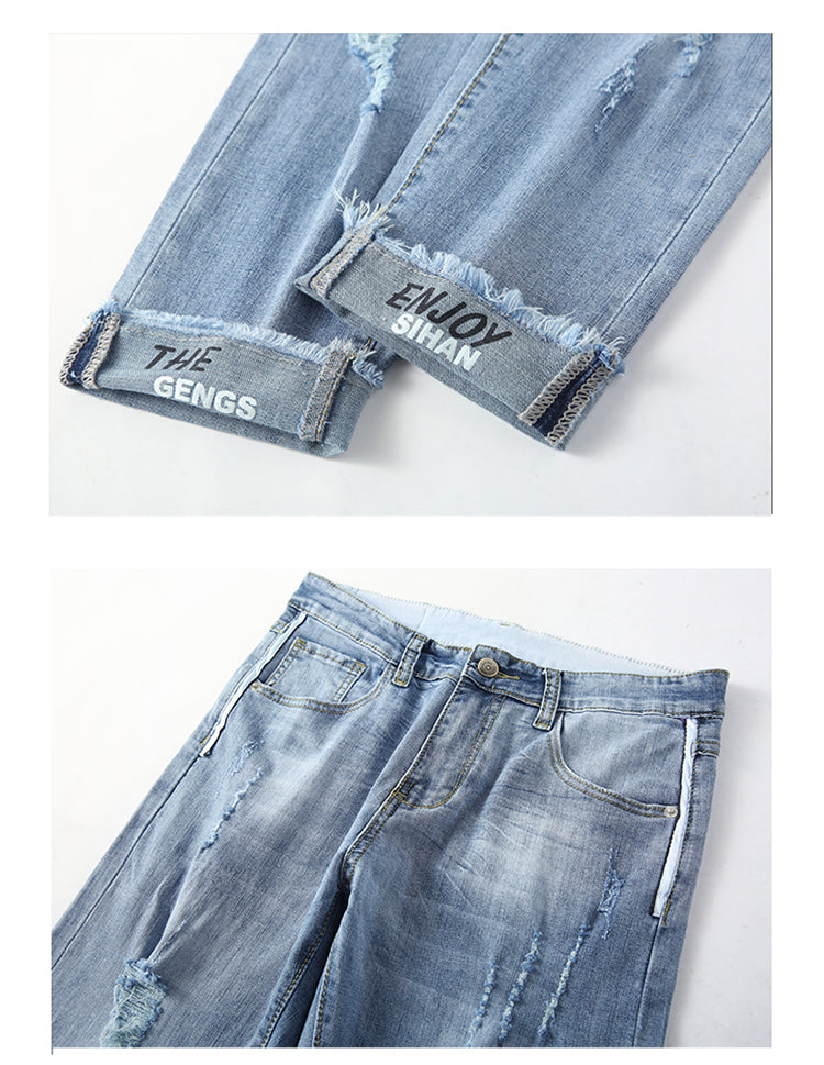 Calça Jeans Slim Rasgada - Moda Masculina Casual - O Retalho