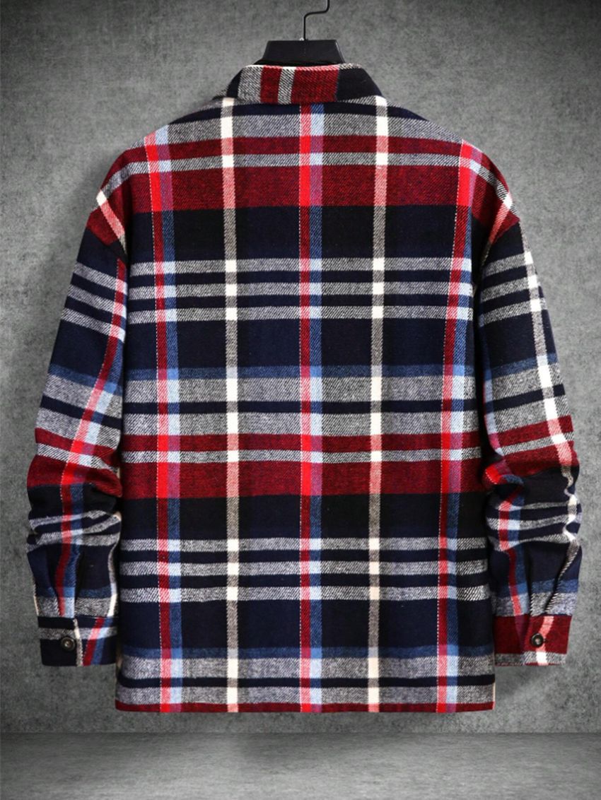 Camisa de manga longa com estampa de lapela de lã - O Retalho