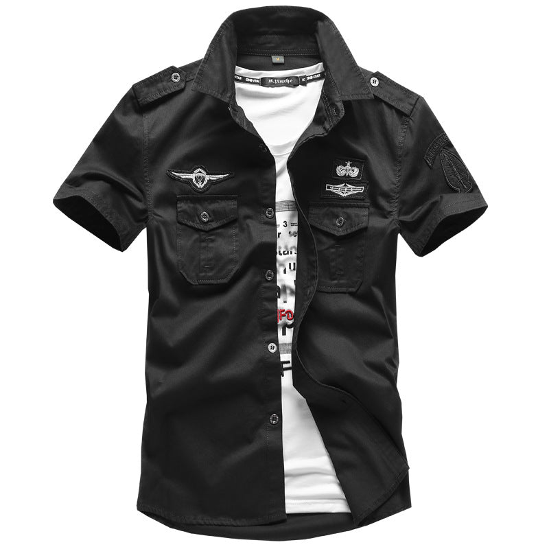Camisa exterior de uniforme militar de manga curta de verão - O Retalho