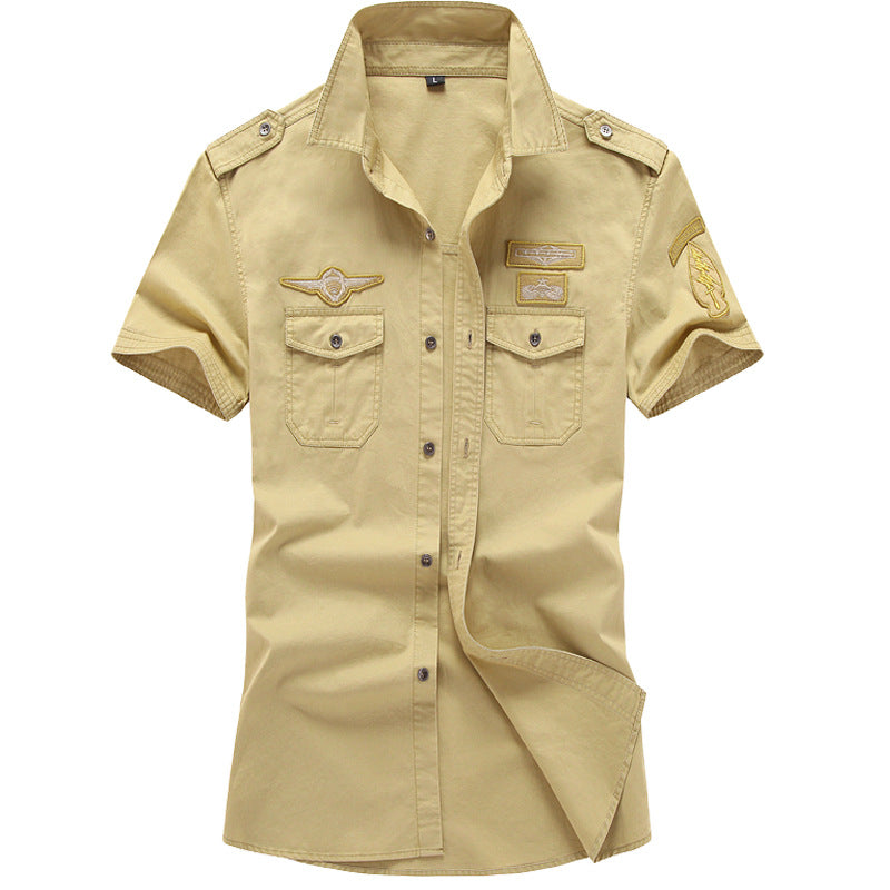 Camisa exterior de uniforme militar de manga curta de verão - O Retalho