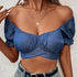 Top Cropped com cordões de cor sólida - O Retalho