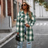 Temperament Leisure Long Plaid Tup Cardigan Coat - O Retalho