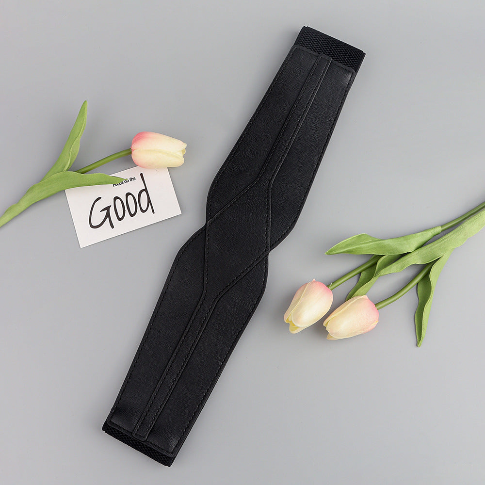 Simple Wide Waist Seal Elastic Versatile Belt Ladies - O Retalho