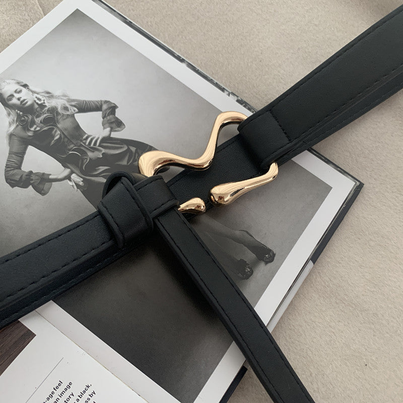 Thin Belt With Suit Coat Knot Decoration - O Retalho