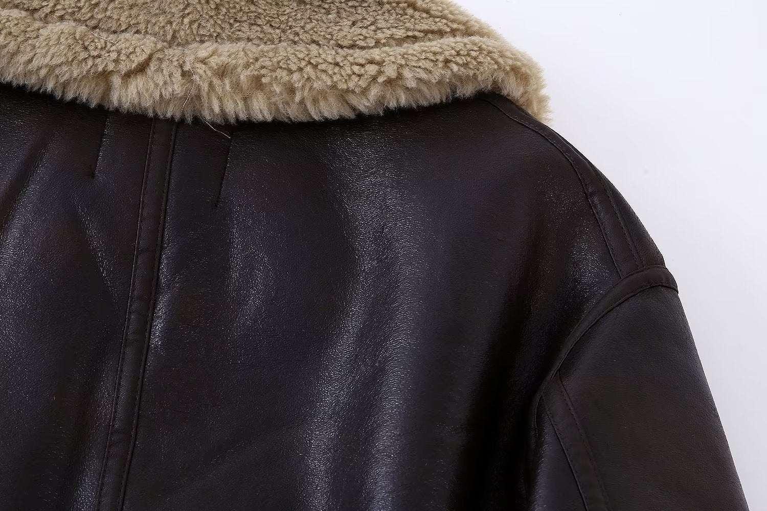 Women's Casual Fur Brown Double-sided Short Coat - O Retalho