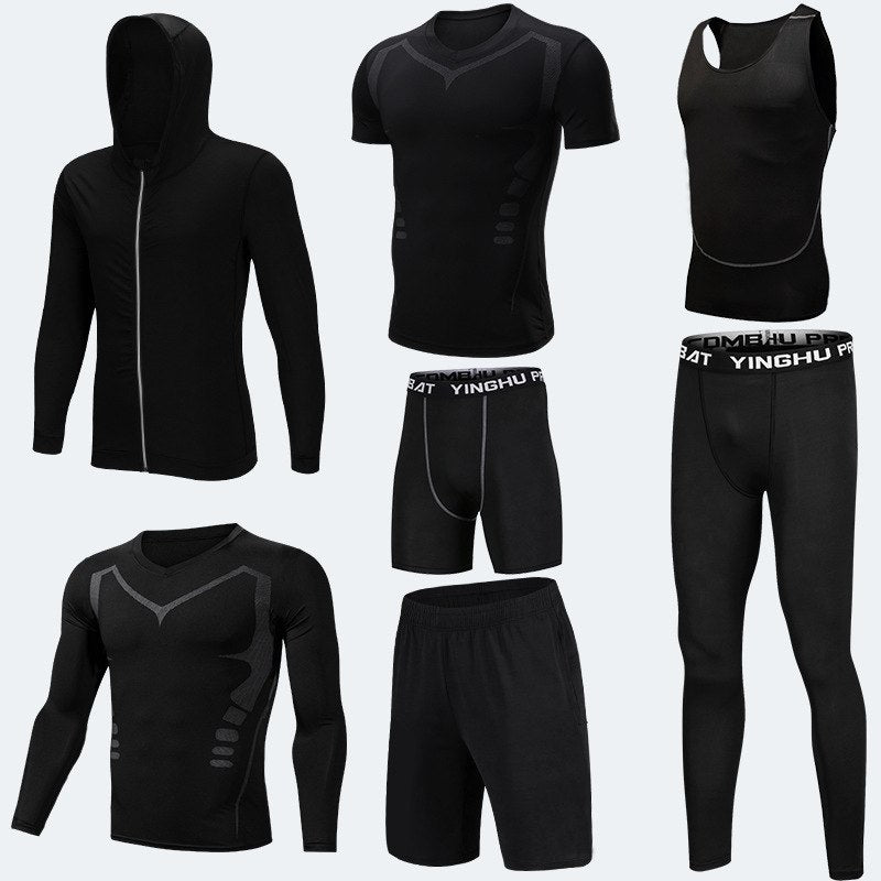 Conjunto de Roupas Esportivas para Corrida Masculina - 7 Peças para Corrida, Basquete e Academia - O Retalho