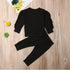 Newborn Baby Boys Girls Ruffles Jumper Solid Long Sleeve Sweatshirt Tops Pants Infant Kids 2Pcs Outfits Clothes Set Fall Clothes - O Retalho