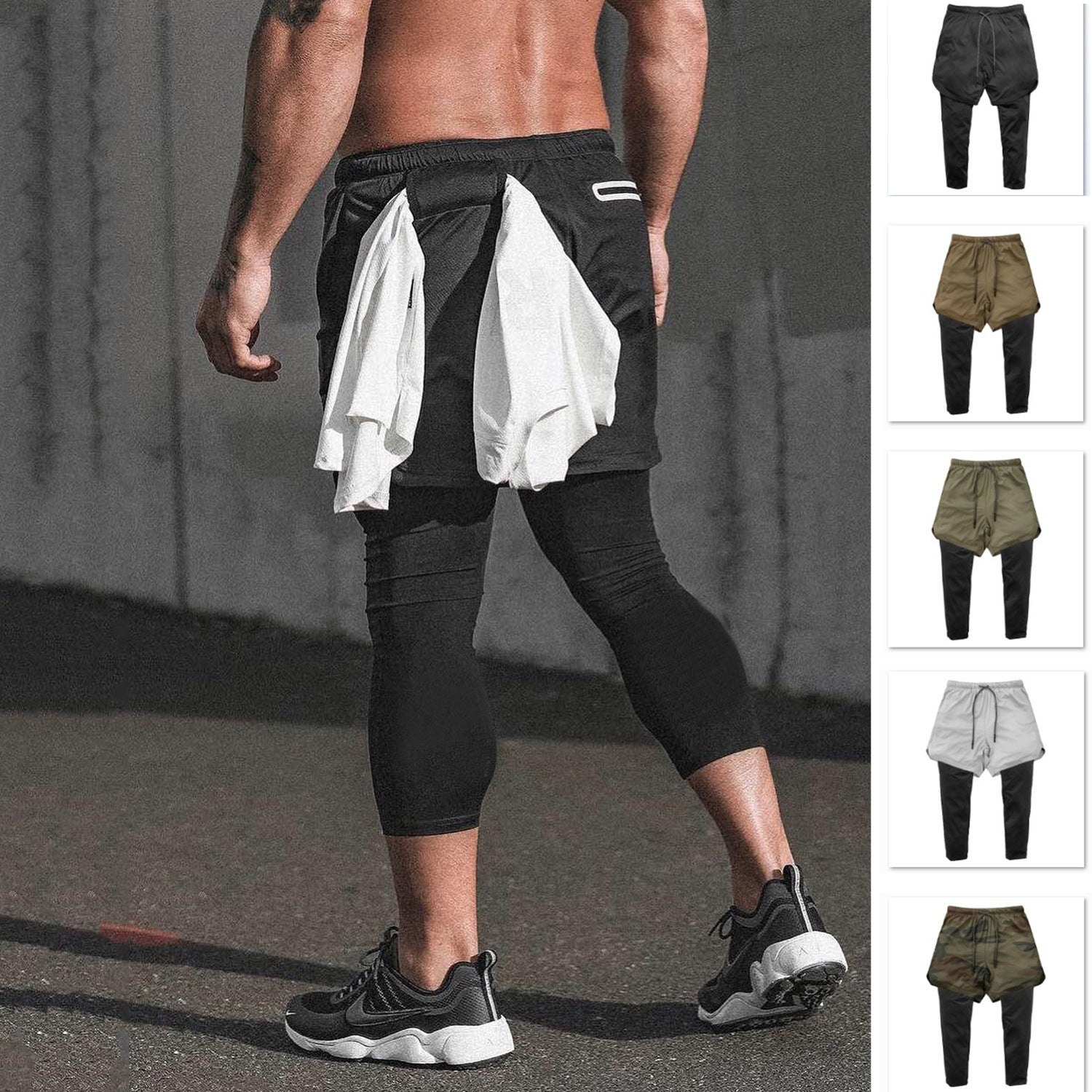 Shorts de Esportes para Corrida e Academia - 2 em 1, Secagem Rápida - O Retalho