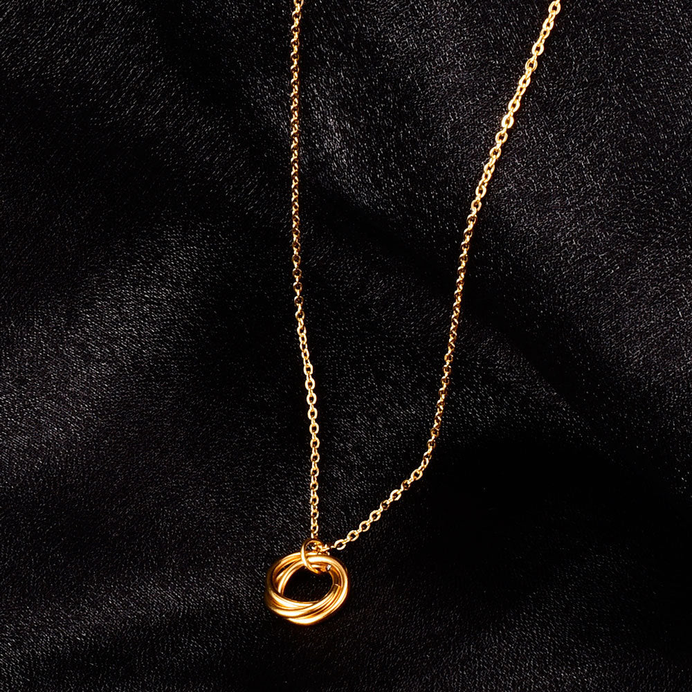 Colar Dourado de Três Anéis Para Mulheres - O Retalho