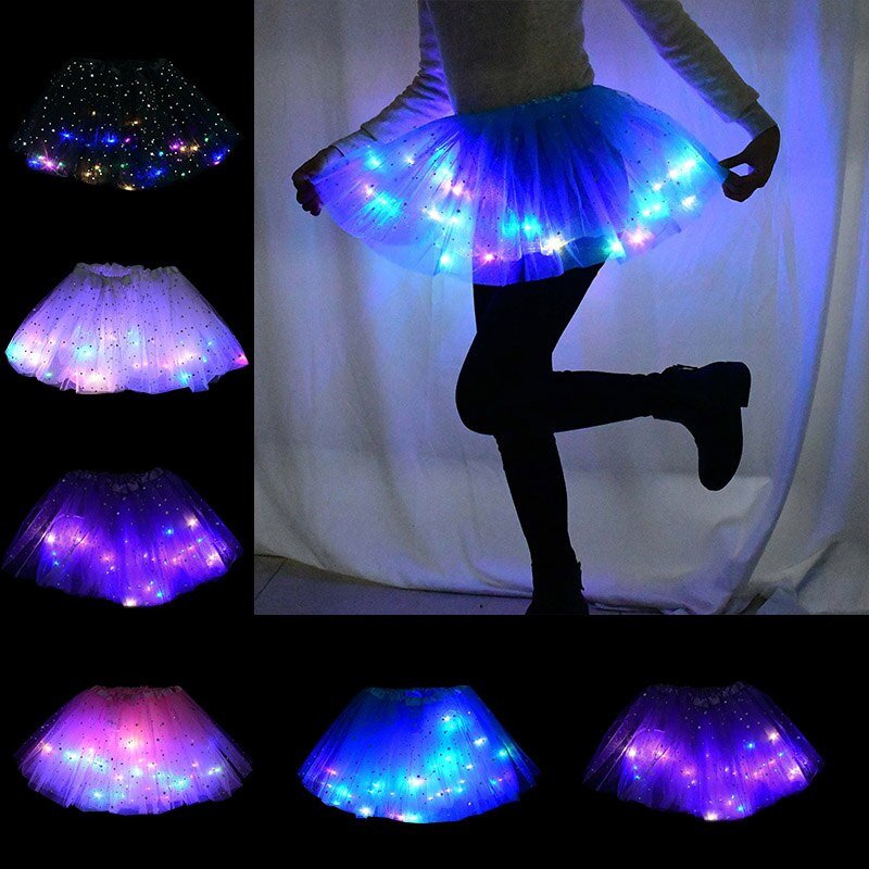 Magical & Luminous LED Princess Halloween Tutu Skirt Sequins Shiny Skirt - O Retalho