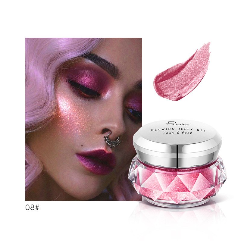 Face Highlighter Jelly Gel Mermaid Eyeshadow Glow Body Glitter Festival Makeup Iluminador Gold Liquid Highlighter Bronzer - O Retalho