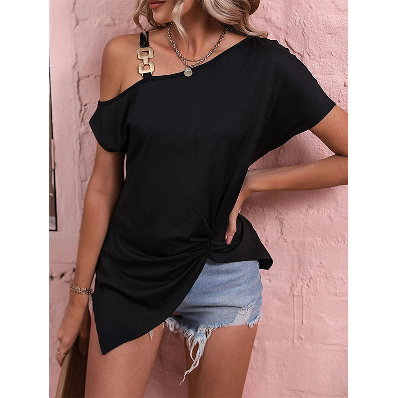 Blusa de Verão, Design Irregular, Tops Shirt. - O Retalho