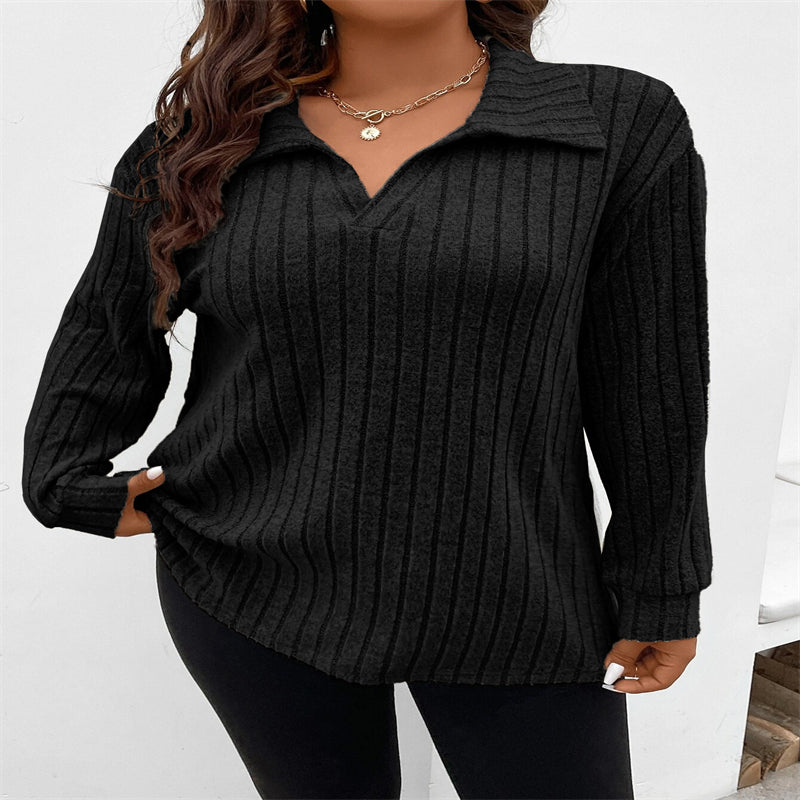 Camisa v lapela manga longa listrada - O Retalho