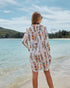 European And American Rayon Cartoon Printed Shirt-style Beach Cover-up - O Retalho
