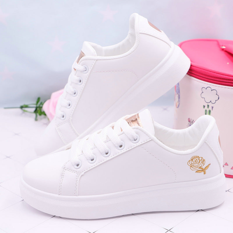Sapatilhas Brancas Femininos com Rosa - O Retalho