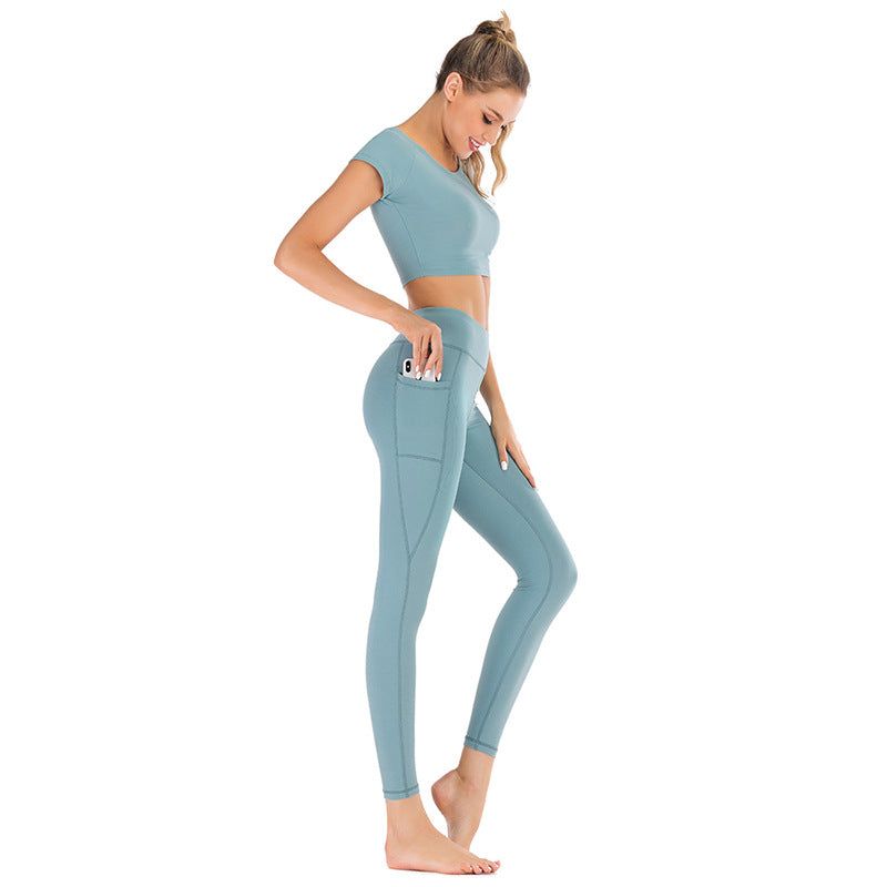Conjunto de Roupas de Yoga com Bolsos para Mulheres - Tecido Lycra para Máximo Conforto - O Retalho