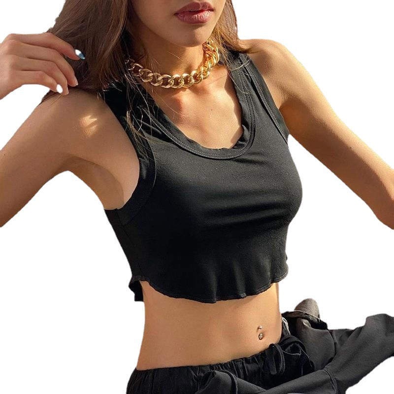 Crop top Com Alças De Ombro Com Decote Em U - O Retalho