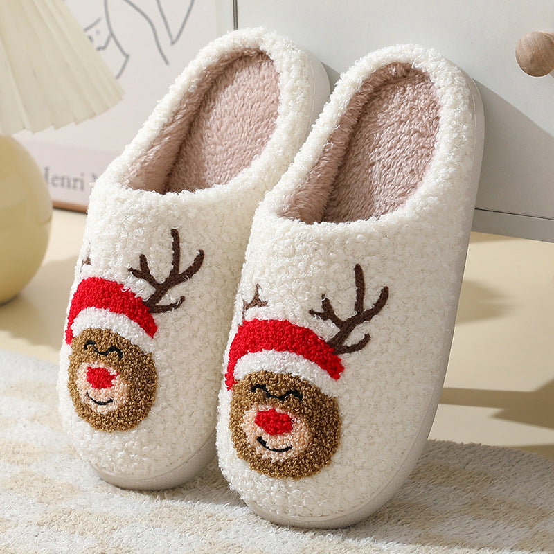 chinelos de algodão para mulheres e homens casais de inverno e quente, sapatos peludos - O Retalho