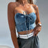 Crop top sexy de jeans - O Retalho