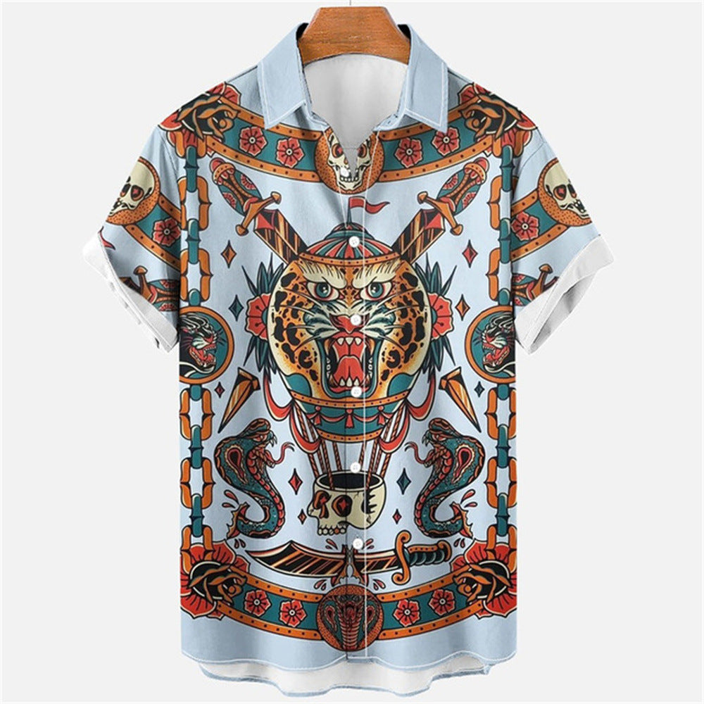 🌑Camisa Havaiana Animal Retro Mito 3D - O Retalho