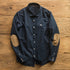 Elbow Patch Long Sleeve Shirt Men's Lapel Japanese-style Retro - O Retalho