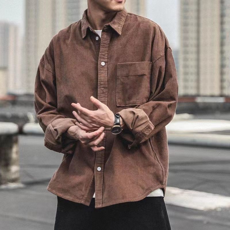 Camisa veluda solta da moda masculina - O Retalho