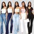 Calças Femininas Clássicas de Cintura Alta Slim Denim - O Retalho