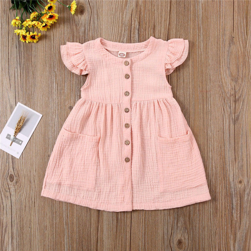 Vestido de manga curta de algodão para meninas - O Retalho