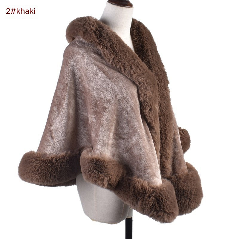 Women's Fur Collar Fur Shawl Warm - O Retalho