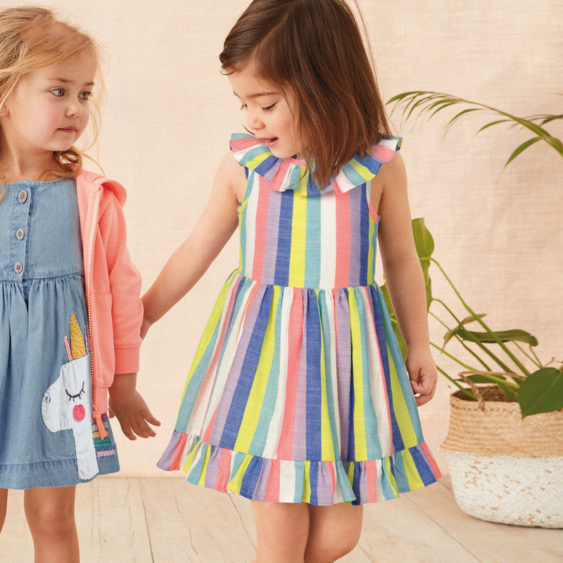 Vestido de verão para meninas com riscas - O Retalho