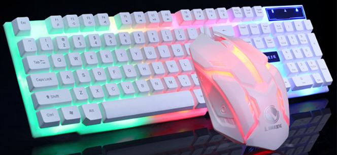 Conjunto brilhante de mouse e teclado para jogos GTX300 CF LOL - O Retalho
