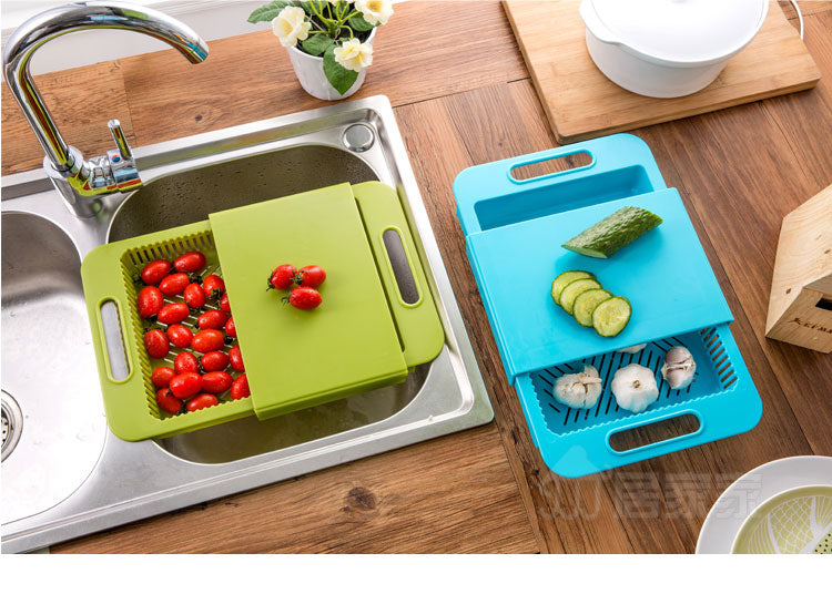 Tábua de Cortar Multifuncional com Cesta de Drenagem para Cozinha - Prática e Versátil - O Retalho