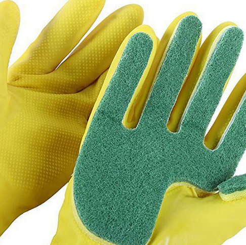 Luvas Criativas de Limpeza para Lavagem Doméstica Jardim Prato de Cozinha Dedos de Esponja Luvas de Limpeza Doméstica de Borracha para Lavar Louça - O Retalho