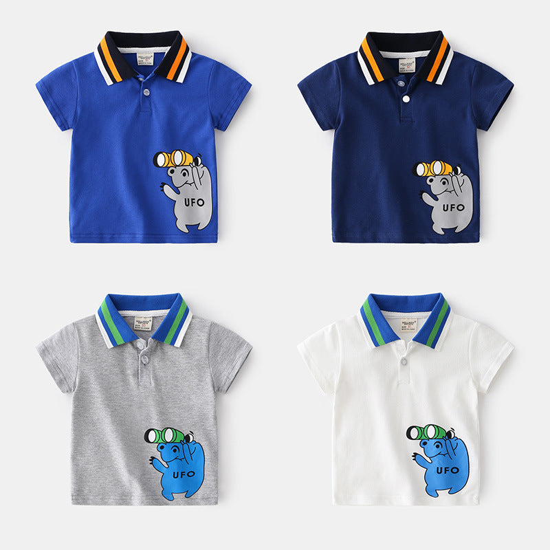 Camisa de Manga Curta com Estampa de Desenhos Animados para Crianças - O Retalho