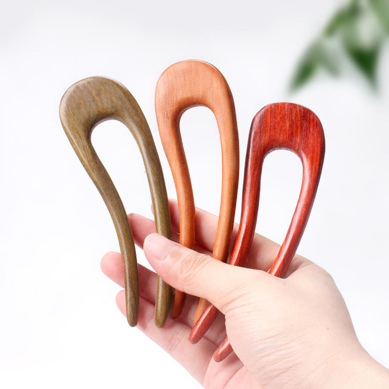 Green Ebony U-shaped Hairpin Ancient Style Modern Simple Hairstyle - O Retalho