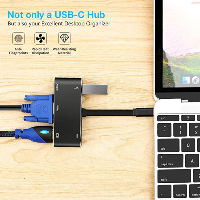 Conversor de display (Tela) duplo HD Type-c para HDMI VGA 5 em 1 - O Retalho