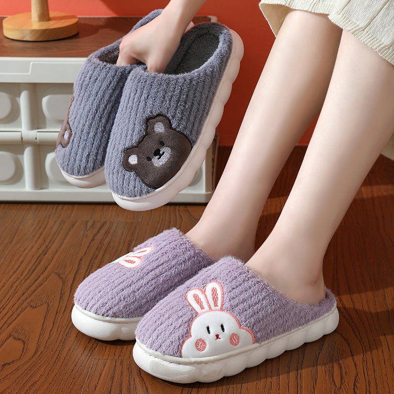Pantufas Fofas de Coelho Listrado para Mulheres - O Retalho