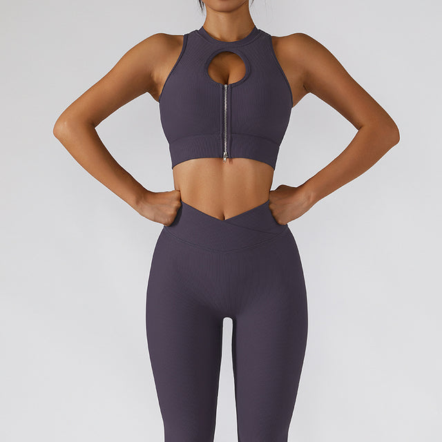 Conjunto de Ginástica com Zíper - Estilo e Conforto com Toque Moderno para Mulheres - O Retalho