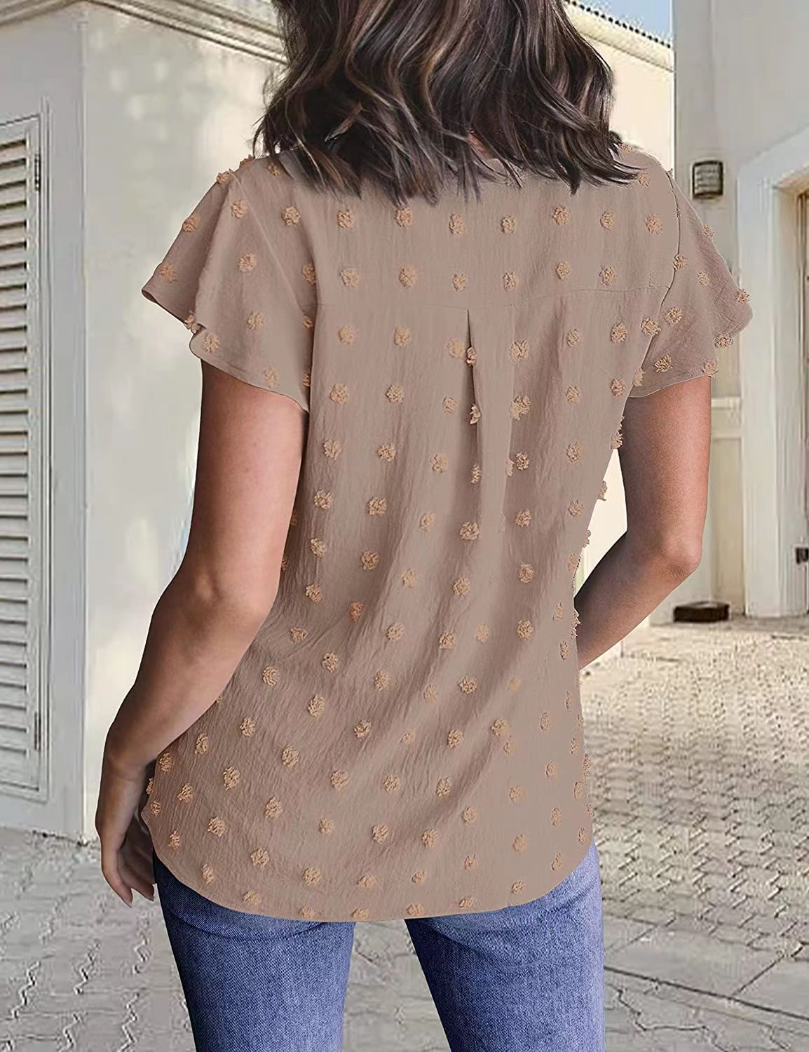 Camisa com V Pescoço Manga Curta - O Retalho