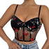 Crop top de renda com estampa floral bordado - O Retalho