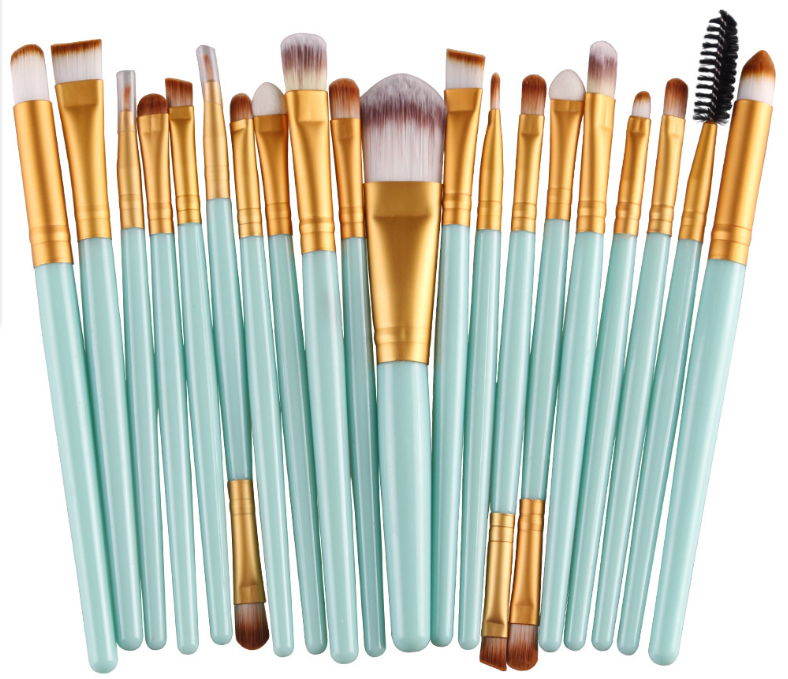 Conjunto de pincéis de maquiagem: pincel para pó solto, pincel de blush e pincel de sombra. - O Retalho