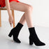 Martin boots women suede pointed high heel thick heel - O Retalho