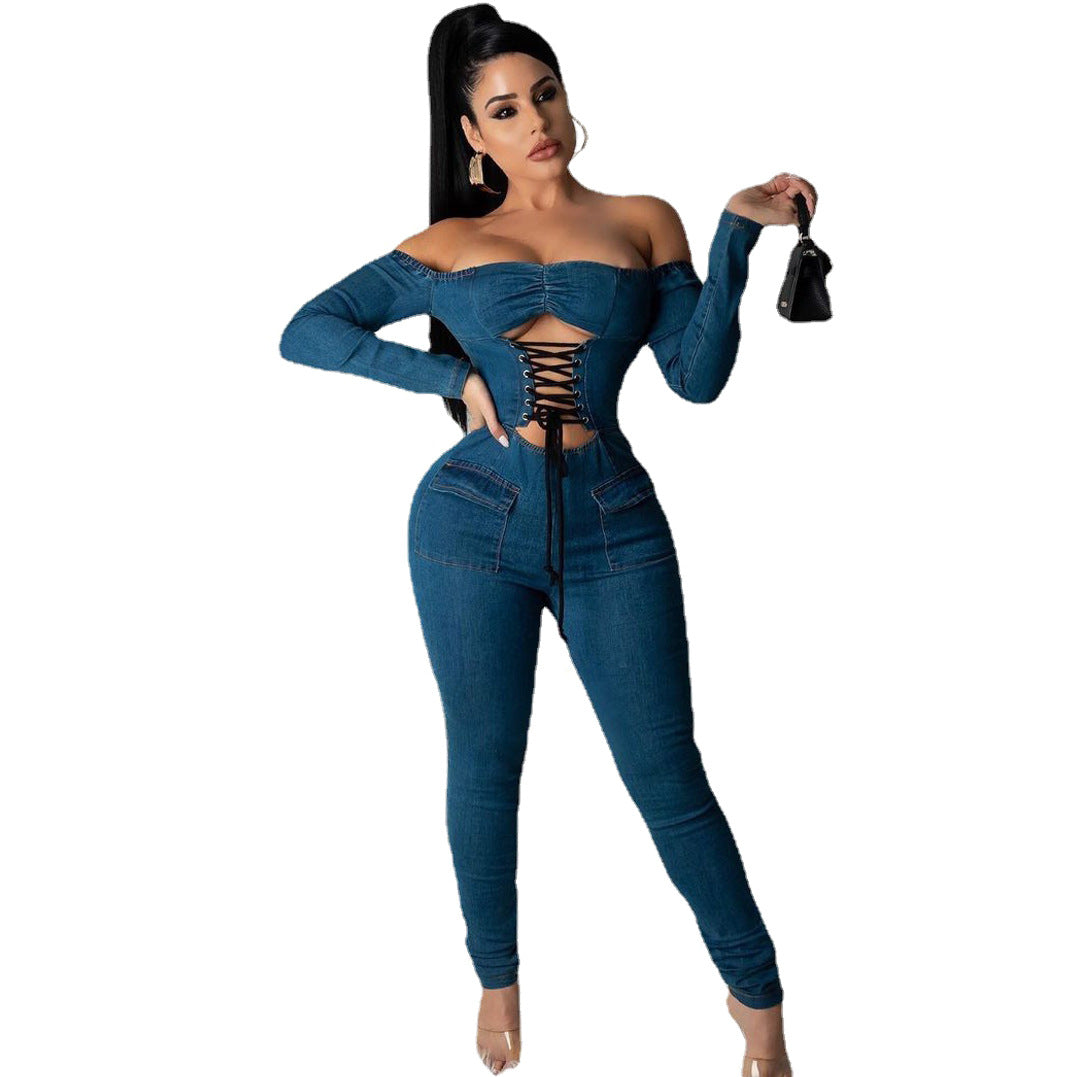 Macacão Jeans de Alça Única para Mulheres - O Retalho