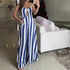 Striped Tube Top Cross Pleated Suit