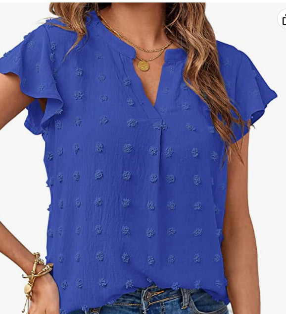Camisa com V Pescoço Manga Curta - O Retalho